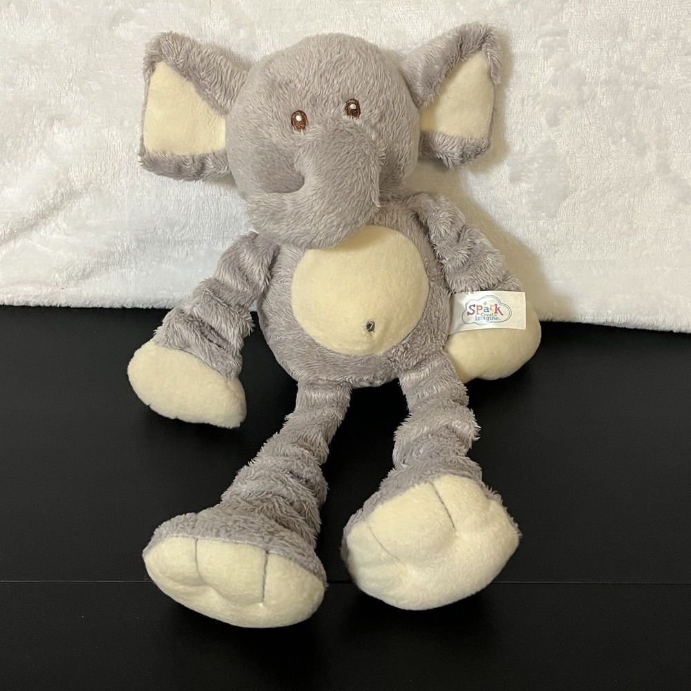 Spark Create Imagine Plush Gray Elephant Rattle Toy Stuffed Animal 11" Lovey